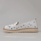 Trend Adımlar Beyaz Hasır Burunlu Kadın Delikli Yazlık Babet thumbnail 3