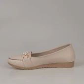 Trend Adımlar Krem Comfort Taş İşlemeli Kadın Babet thumbnail 2