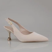 Trend Adımlar Krem Arkası Açık Kadın Düz Çizgili Klasik Ayakkabı thumbnail 2