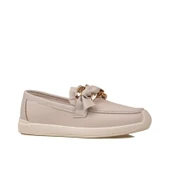 Trend Adımlar Krem Fiyonk Detaylı Kadın Loafer Ayakkabı - 1