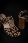 Trend Adımlar Krem Leopar Süet Desenli Kadın Topuklu Terlik thumbnail 5