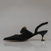 Trend Adımlar Siyah Fındık Topuk Kadın Taş Tokalı Klasik Ayakkabı thumbnail 4