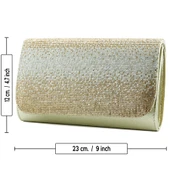 Erkan Saçmacı Dore Degrade Kristal Taşlı Zincir Askılı Manyetik Kapaklı Abiye El Çantası - 5