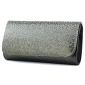 Erkan Saçmacı Antrasit Degrade Kristal Taşlı Zincir Askılı Manyetik Kapaklı Abiye El Çantası - 1