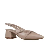 Trend Adımlar Krem Rugan Çift Toka Arkası Açık Kadın Klasik Ayakkabı thumbnail 1