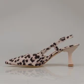 Trend Adımlar Krem Arkası Açık Leopar Desenli Kadın Klasik Ayakkabı thumbnail 3