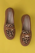 Trend Adımlar Taba Kadın Nubuk Leopar Casual Ayakkabı - 5