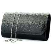 Erkan Saçmacı Siyah Degrade Kristal Taşlı Zincir Askılı Manyetik Kapaklı Abiye El Çantası - 2