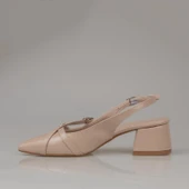 Trend Adımlar Krem Rugan Çift Toka Arkası Açık Kadın Klasik Ayakkabı thumbnail 3