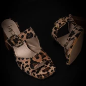 Trend Adımlar Krem Leopar Süet Desenli Kadın Topuklu Terlik thumbnail 6