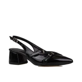 Trend Adımlar Siyah Rugan Çift Toka Arkası Açık Kadın Klasik Ayakkabı thumbnail 1