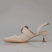 Trend Adımlar Krem Fındık Topuk Kadın Taş Tokalı Klasik Ayakkabı thumbnail 3