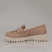 Trend Adımlar Krem Kadın Nubuk Leopar Casual Ayakkabı - 3
