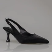 Trend Adımlar Siyah Arkası Açık Kadın Düz Çizgili Klasik Ayakkabı thumbnail 2