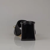 Trend Adımlar Siyah Hasır İşlemeli Rugan Kadın Klasik Terlik thumbnail 4