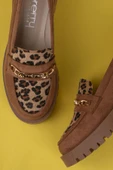 Trend Adımlar Taba Kadın Nubuk Leopar Casual Ayakkabı - 6