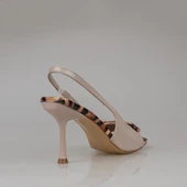 Trend Adımlar Krem Rugan Burnu Açık Leopar Taşlı Klasik Ayakkabı thumbnail 4