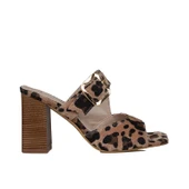 Trend Adımlar Krem Leopar Süet Desenli Kadın Topuklu Terlik thumbnail 1