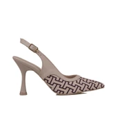 Trend Adımlar Krem Kadın Keten Arkası Açık Kemerli Klasik Ayakkabı thumbnail 1