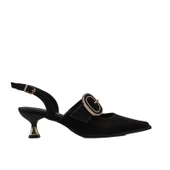 Trend Adımlar Siyah Fındık Topuk Kadın Taş Tokalı Klasik Ayakkabı thumbnail 1