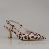 Trend Adımlar Krem Arkası Açık Leopar Desenli Kadın Klasik Ayakkabı thumbnail 2