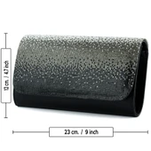 Erkan Saçmacı Siyah Degrade Kristal Taşlı Zincir Askılı Manyetik Kapaklı Abiye El Çantası - 5