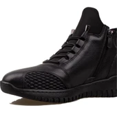 Trend Adımlar Siyah Hakiki Deri Kadın Lastikli Yumuşak Esnek Bot thumbnail 4