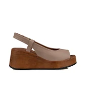 Trend Adımlar Vizon Kalın Hafif Dolgu Topuk Kadın Sandalet thumbnail 2