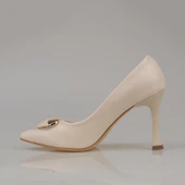 Trend Adımlar Krem Kadın Suni Deri Tokalı Stiletto thumbnail 3