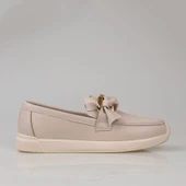 Trend Adımlar Krem Fiyonk Detaylı Kadın Loafer Ayakkabı - 2