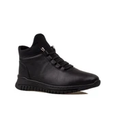 Trend Adımlar Siyah Esnek Hakiki Deri Kadın Lastikli Yumuşak Bot thumbnail 2