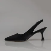 Trend Adımlar Siyah Arkası Açık Kadın Düz Çizgili Klasik Ayakkabı thumbnail 3