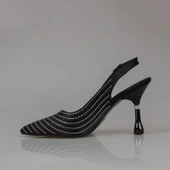 Trend Adımlar Siyah Saten Taş İşlemeli Kadın Klasik Ayakkabı thumbnail 3