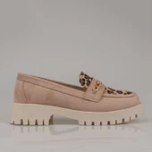 Trend Adımlar Krem Kadın Nubuk Leopar Casual Ayakkabı - 2