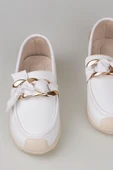 Trend Adımlar Beyaz Fiyonk Detaylı Kadın Loafer Ayakkabı - 4