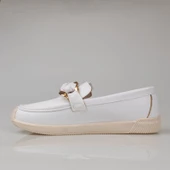 Trend Adımlar Beyaz Fiyonk Detaylı Kadın Loafer Ayakkabı - 3