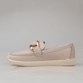 Trend Adımlar Krem Fiyonk Detaylı Kadın Loafer Ayakkabı - 3