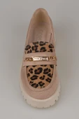 Trend Adımlar Krem Kadın Nubuk Leopar Casual Ayakkabı - 5