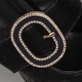 Trend Adımlar Siyah Fındık Topuk Kadın Taş Tokalı Klasik Ayakkabı thumbnail 6