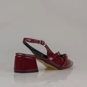 Trend Adımlar Bordo Rugan Çift Toka Arkası Açık Kadın Klasik Ayakkabı thumbnail 4