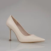 Trend Adımlar Krem Kadın Düz Deri Stiletto thumbnail 2