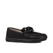 Trend Adımlar Siyah Fiyonk Detaylı Kadın Loafer Ayakkabı - 1