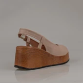 Trend Adımlar Vizon Kalın Hafif Dolgu Topuk Kadın Sandalet thumbnail 4