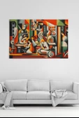 Modern Mekanik Kübizm Tablosu  Soyut Sanat Kanvas Baskı  %100 Pamuk Dokulu Premium Kalite - 1