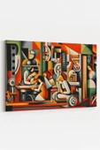 Modern Mekanik Kübizm Tablosu  Soyut Sanat Kanvas Baskı  %100 Pamuk Dokulu Premium Kalite - 2
