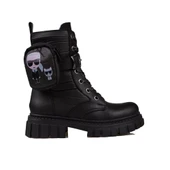 Trend Adımlar Siyah Cüzdan Detaylı Kız Çocuk Postal Bot thumbnail 1