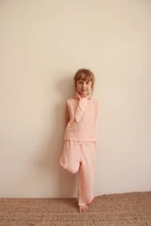 Fularlı Turuncu Çizgili Çapraz Şerit Detaylı Müslin Takım thumbnail 7