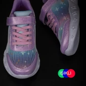 Trend Adımlar Pembe Simli Saten Kız Çocuk Sneaker thumbnail 4