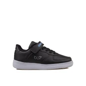 Trend Adımlar Siyah Suni Deri Mevsimlik Filet Unisex Çocuk Sneaker - 1