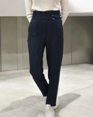 Kadın Yüksek Bel D Toka Pileli Kışlık Pantolon - 1